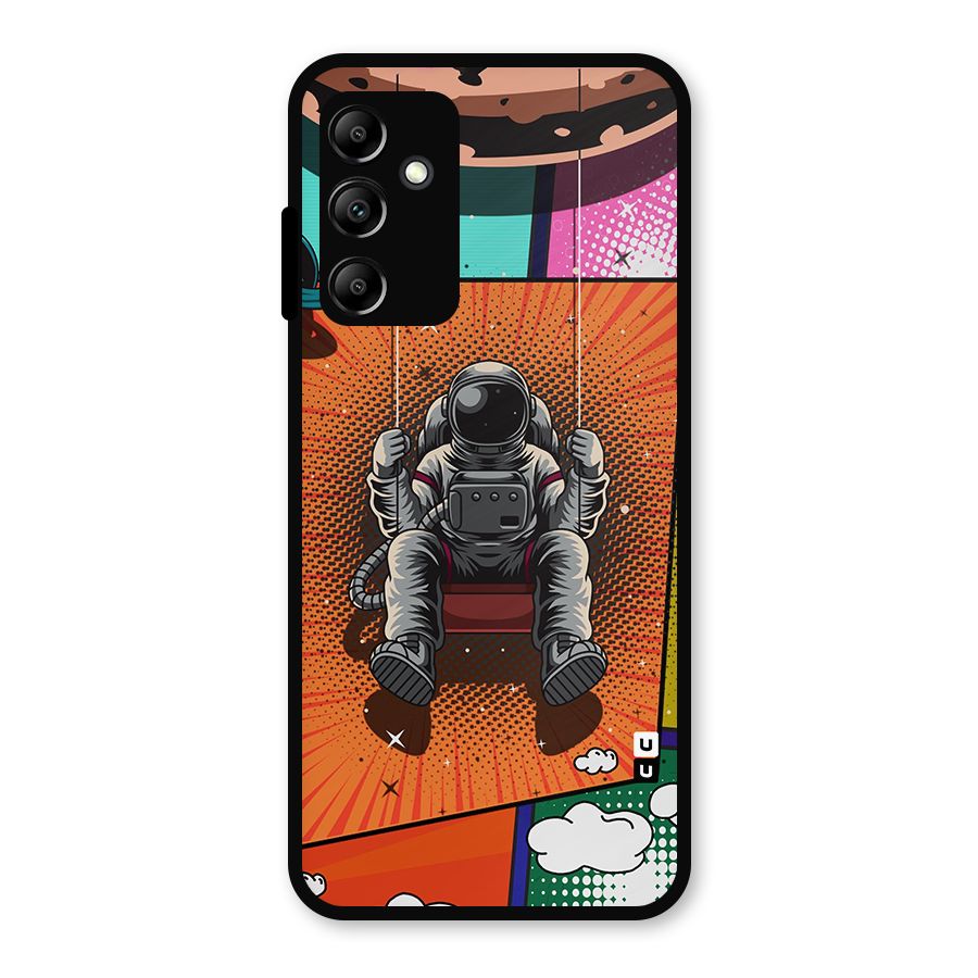 Cool Astraunaut Comic Swing Metal Back Case for Galaxy A14 5G