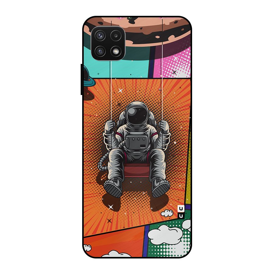 Cool Astraunaut Comic Swing Metal Back Case for Galaxy A22 5G