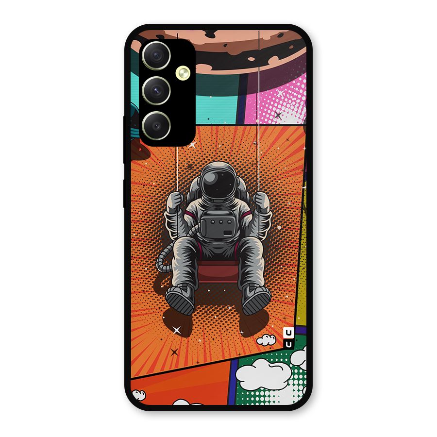 Cool Astraunaut Comic Swing Metal Back Case for Galaxy A34