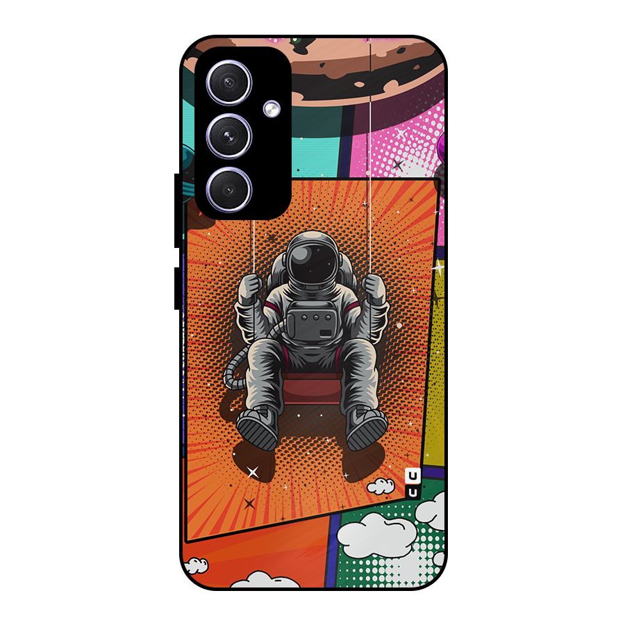 Cool Astraunaut Comic Swing Metal Back Case for Galaxy A54