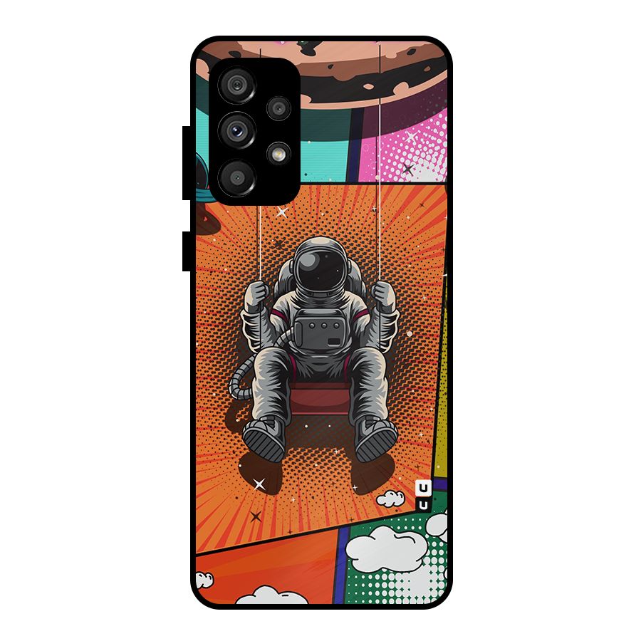 Cool Astraunaut Comic Swing Metal Back Case for Galaxy A73 5G