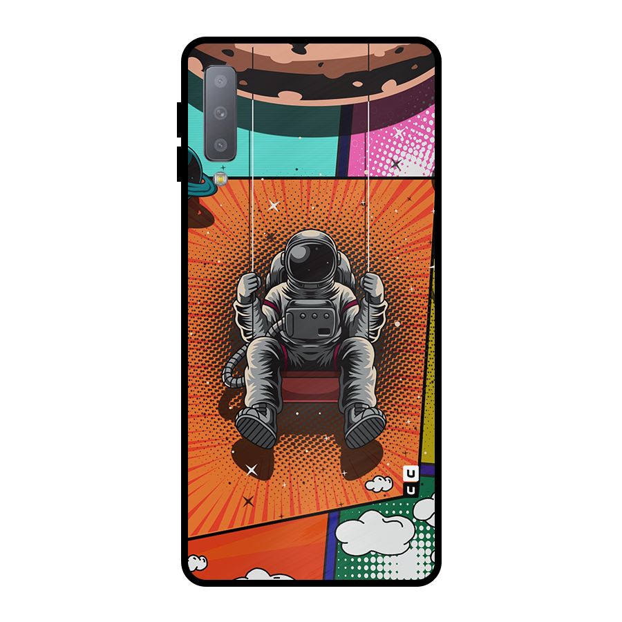 Cool Astraunaut Comic Swing Metal Back Case for Galaxy A7 (2018)