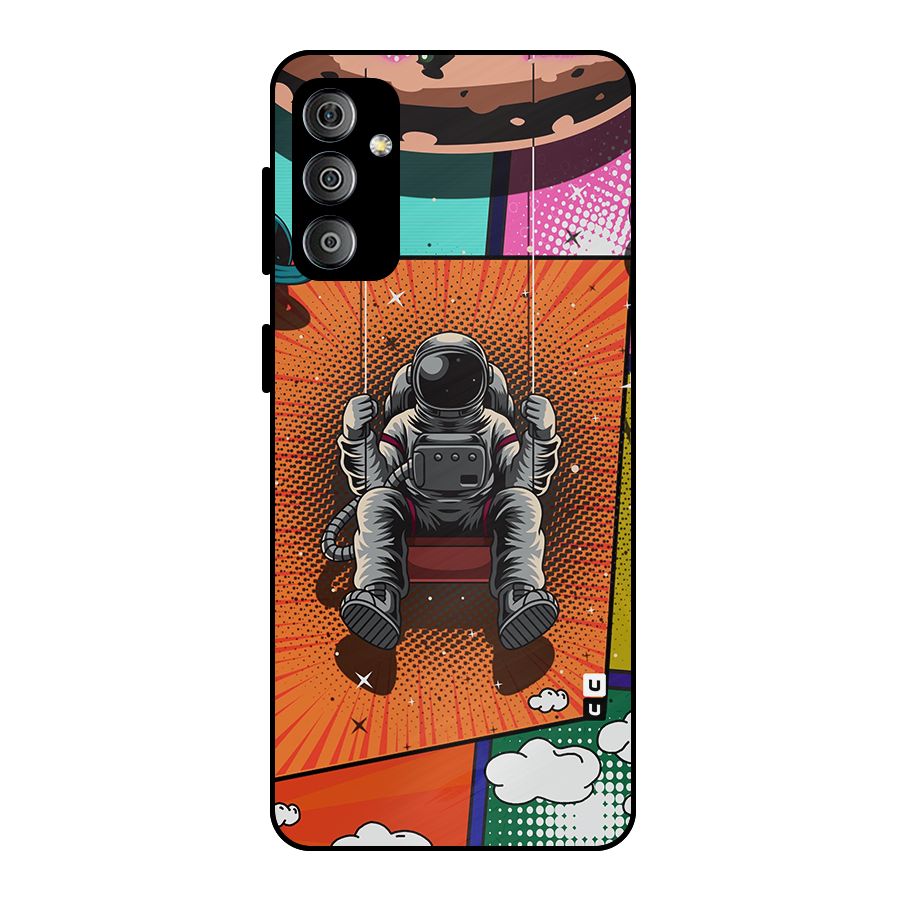 Cool Astraunaut Comic Swing Metal Back Case for Galaxy F23