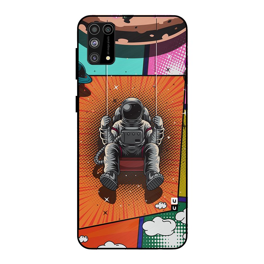 Cool Astraunaut Comic Swing Metal Back Case for Galaxy F41