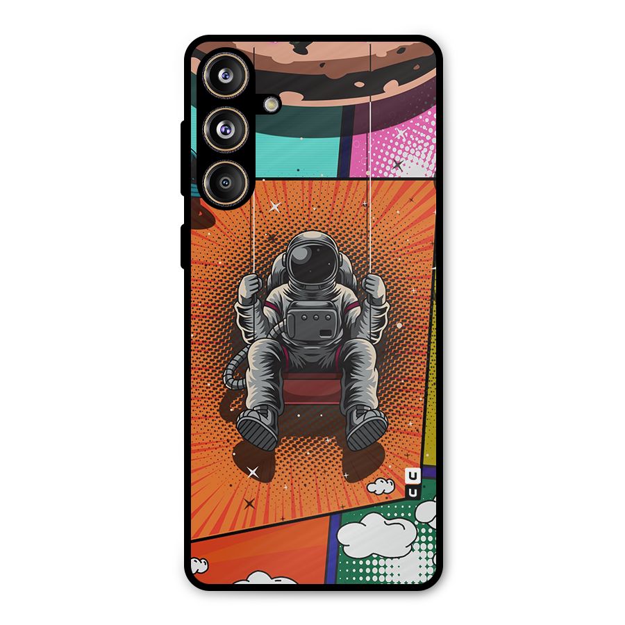 Cool Astraunaut Comic Swing Metal Back Case for Galaxy F55