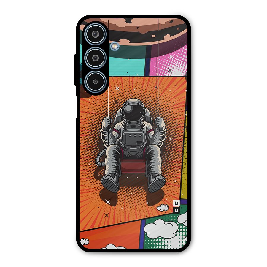 Cool Astraunaut Comic Swing Metal Back Case for Galaxy M35
