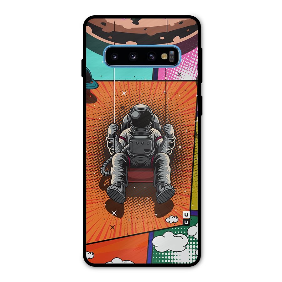 Cool Astraunaut Comic Swing Metal Back Case for Galaxy S10