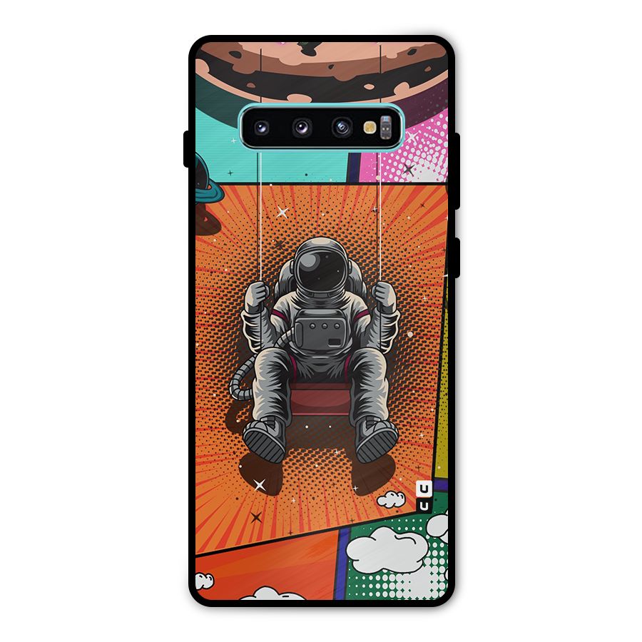 Cool Astraunaut Comic Swing Metal Back Case for Galaxy S10 Plus