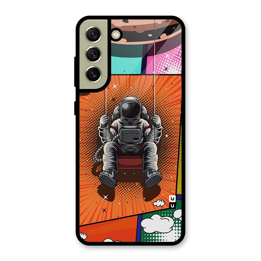 Cool Astraunaut Comic Swing Metal Back Case for Galaxy S21 FE 5G (2023)