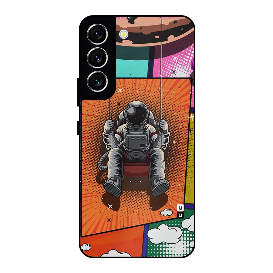 Cool Astraunaut Comic Swing Metal Back Case for Galaxy S22 5G