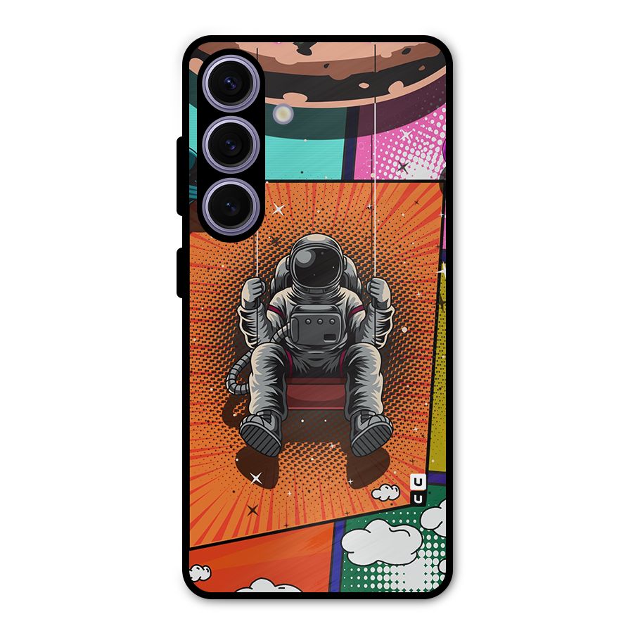 Cool Astraunaut Comic Swing Metal Back Case for Galaxy S24