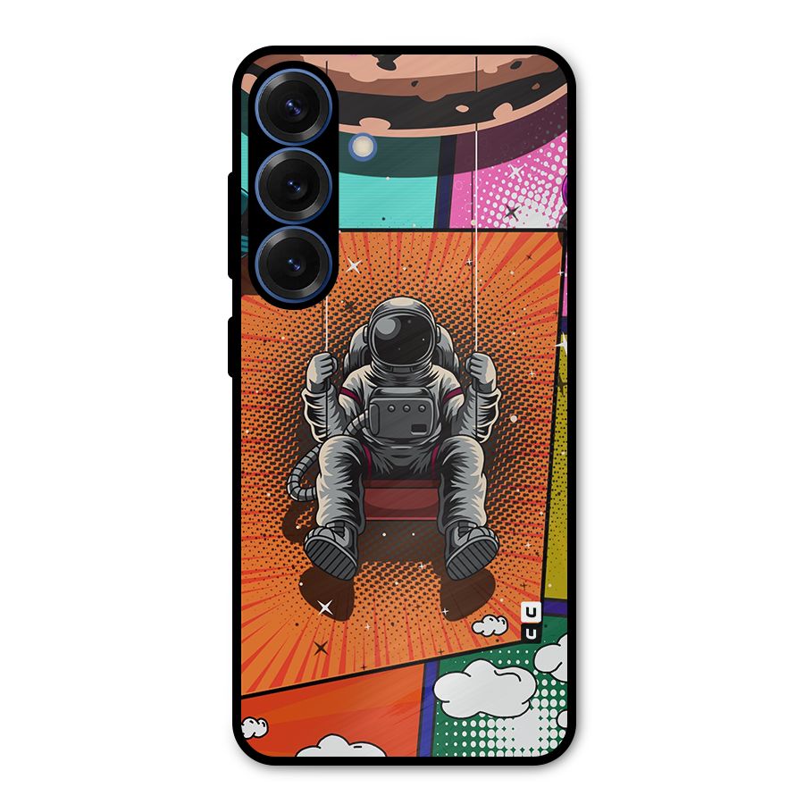 Cool Astraunaut Comic Swing Metal Back Case for Galaxy S25