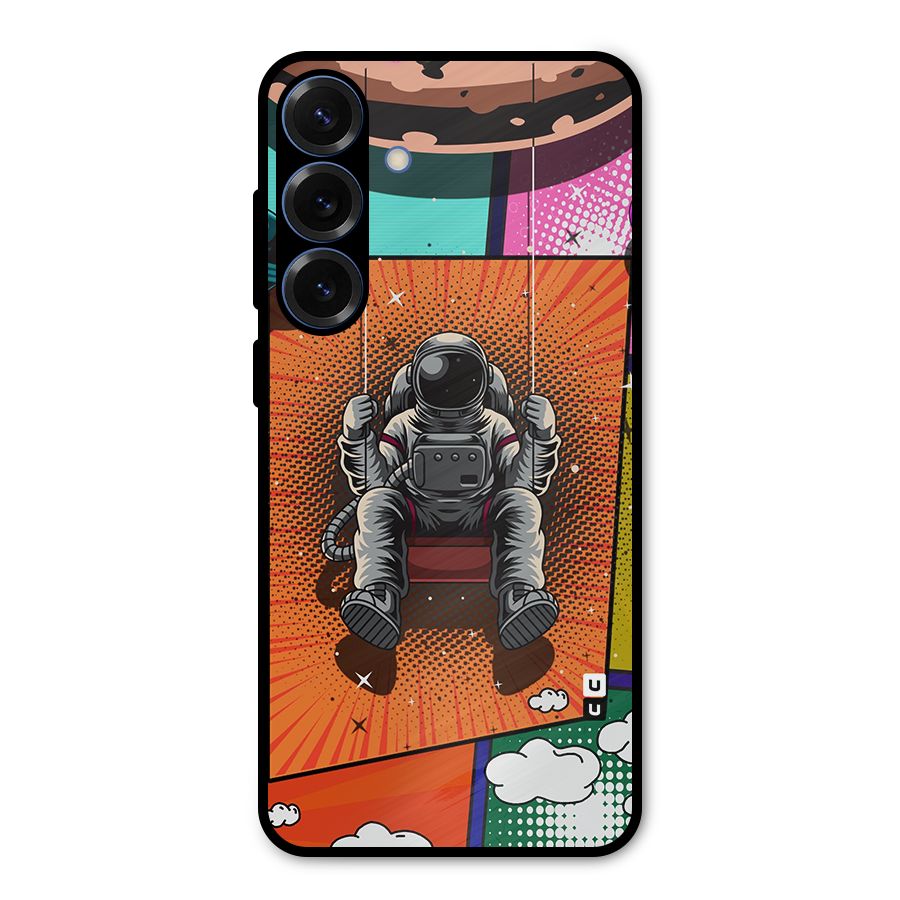 Cool Astraunaut Comic Swing Metal Back Case for Galaxy S25 Plus