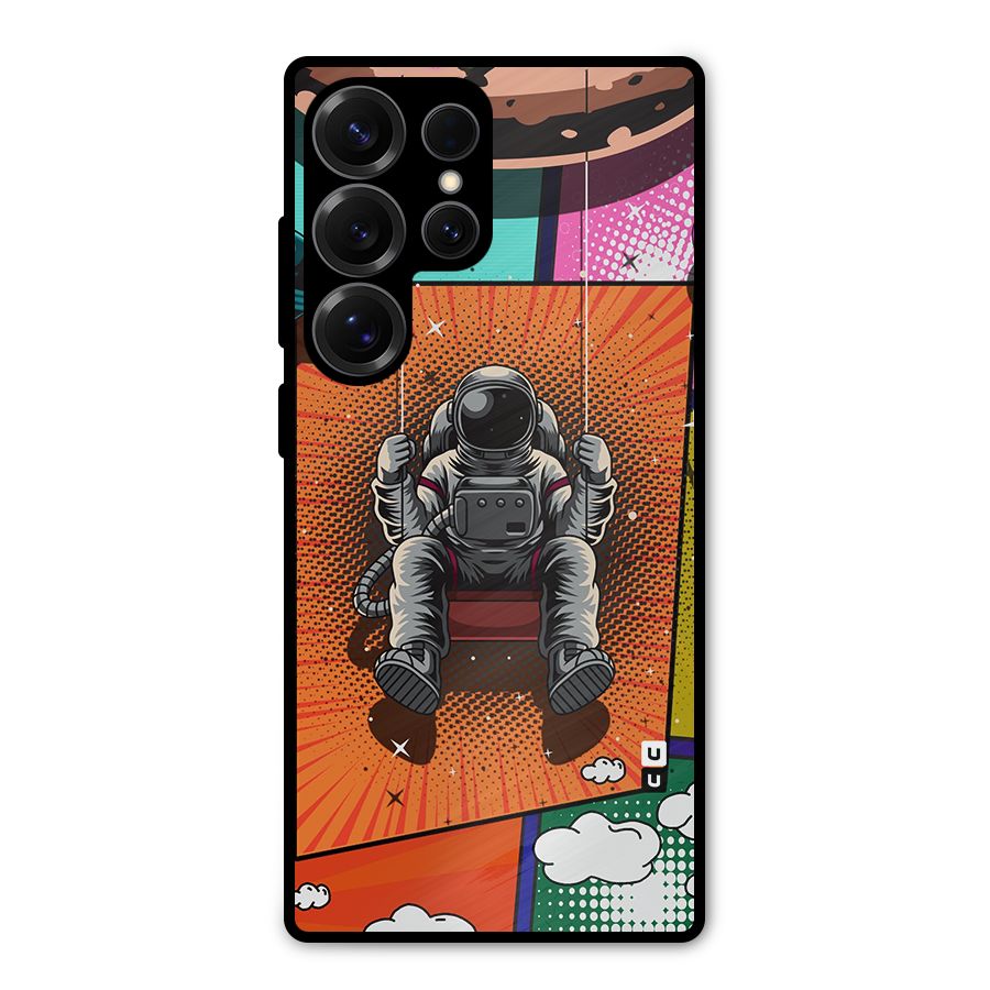 Cool Astraunaut Comic Swing Metal Back Case for Galaxy S25 Ultra
