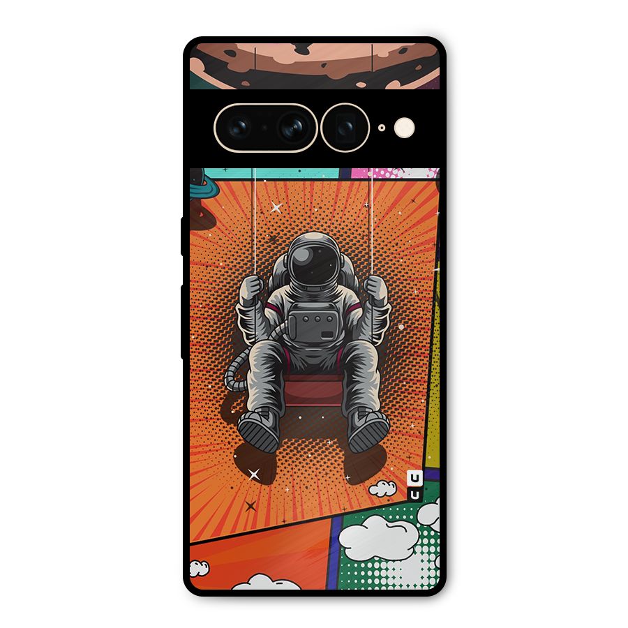 Cool Astraunaut Comic Swing Metal Back Case for Google Pixel 7 Pro