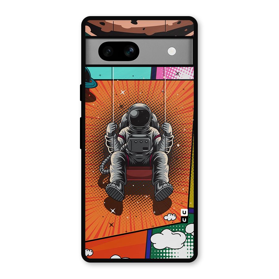 Cool Astraunaut Comic Swing Metal Back Case for Google Pixel 7a