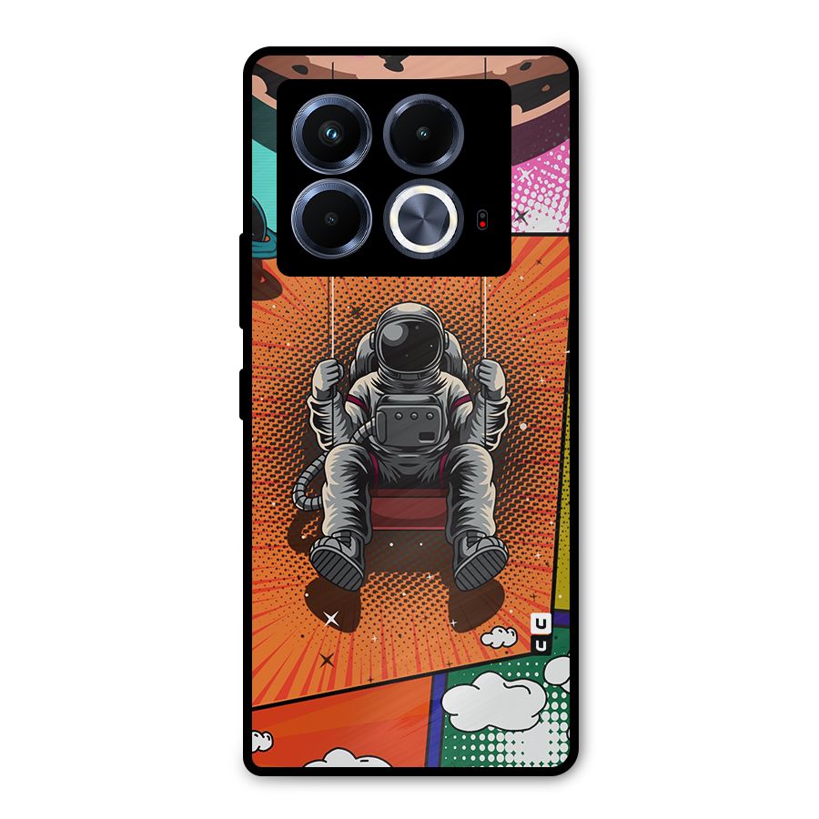 Cool Astraunaut Comic Swing Metal Back Case for Infinix Note 40 5G