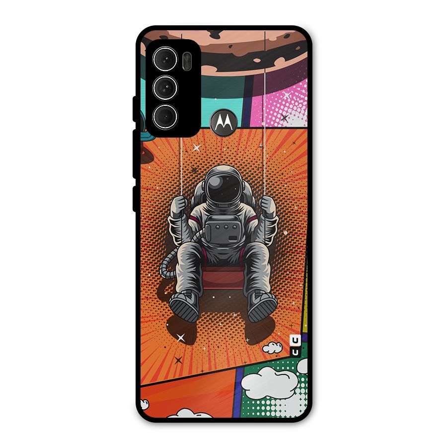Cool Astraunaut Comic Swing Metal Back Case for Moto G60