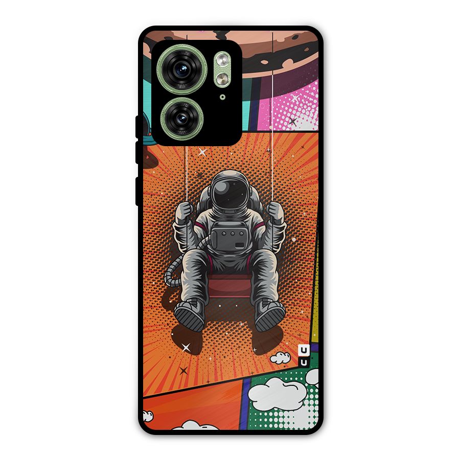 Cool Astraunaut Comic Swing Metal Back Case for Motorola Edge 40 5G