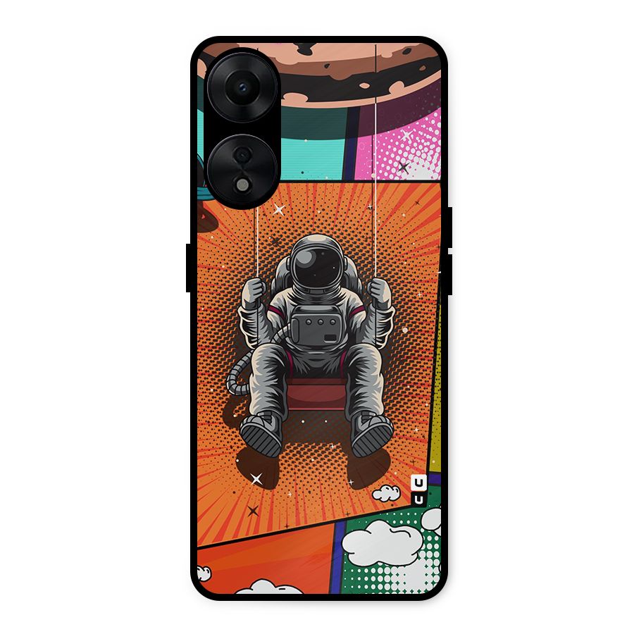 Cool Astraunaut Comic Swing Metal Back Case for Oppo A78 5G