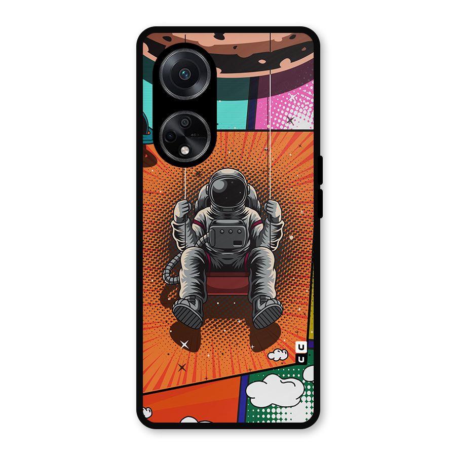 Cool Astraunaut Comic Swing Metal Back Case for Oppo F23