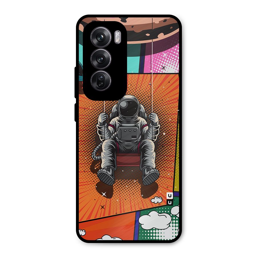 Cool Astraunaut Comic Swing Metal Back Case for Oppo Reno12 Pro