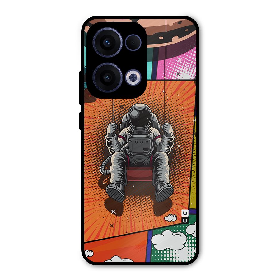 Cool Astraunaut Comic Swing Metal Back Case for Oppo Reno13