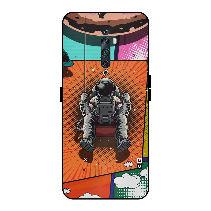 Cool Astraunaut Comic Swing Metal Back Case for Oppo Reno2 Z