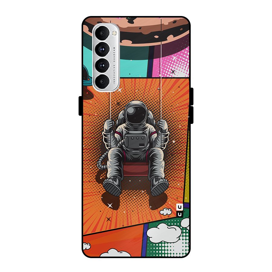Cool Astraunaut Comic Swing Metal Back Case for Oppo Reno4 Pro