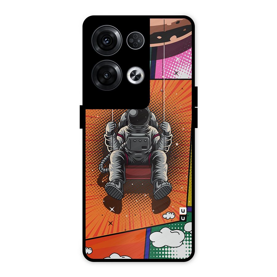 Cool Astraunaut Comic Swing Metal Back Case for Oppo Reno8 Pro 5G