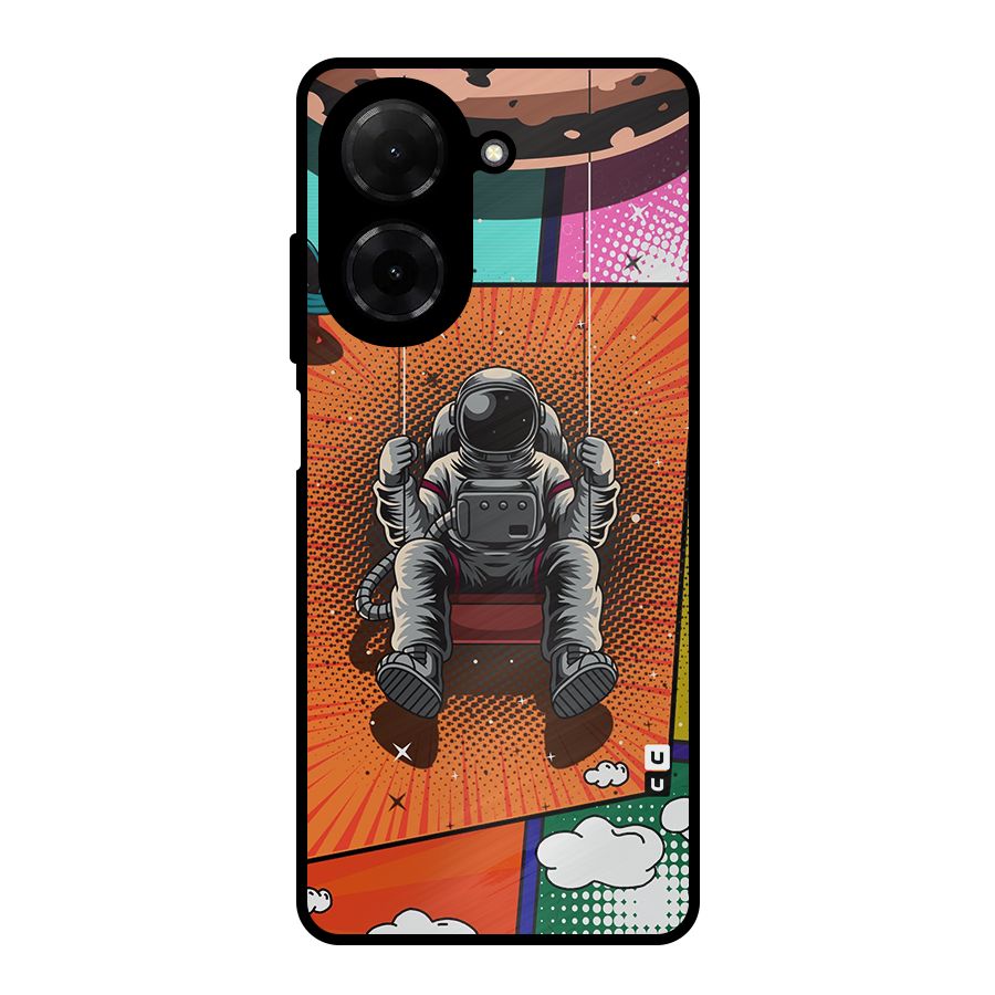 Cool Astraunaut Comic Swing Metal Back Case for Poco C71