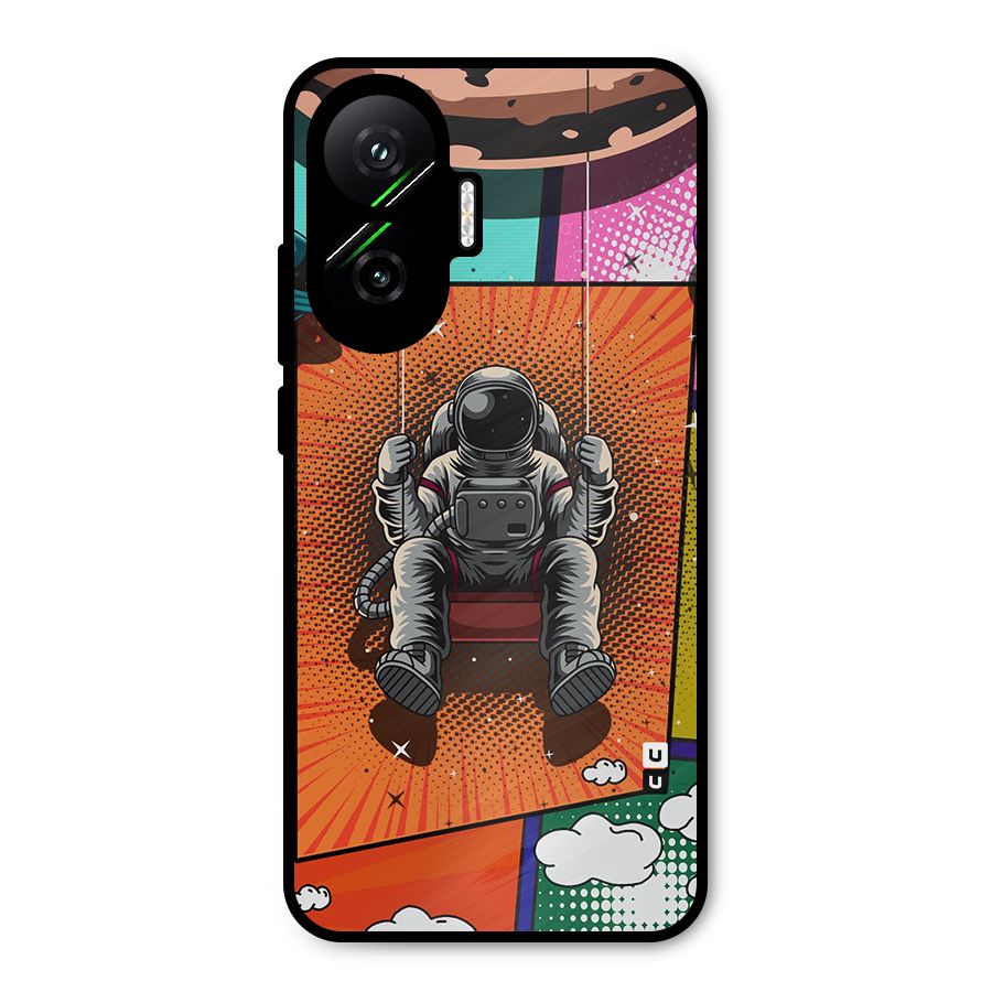 Cool Astraunaut Comic Swing Metal Back Case for Poco F7