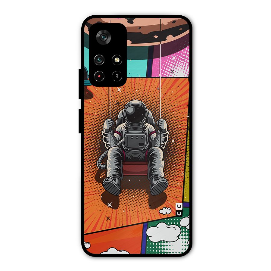Cool Astraunaut Comic Swing Metal Back Case for Poco M4 Pro 5G