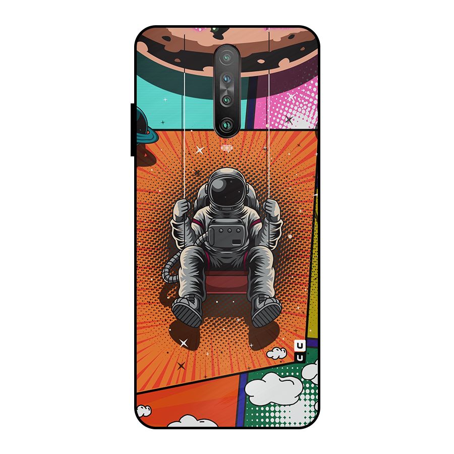 Cool Astraunaut Comic Swing Metal Back Case for Poco X2
