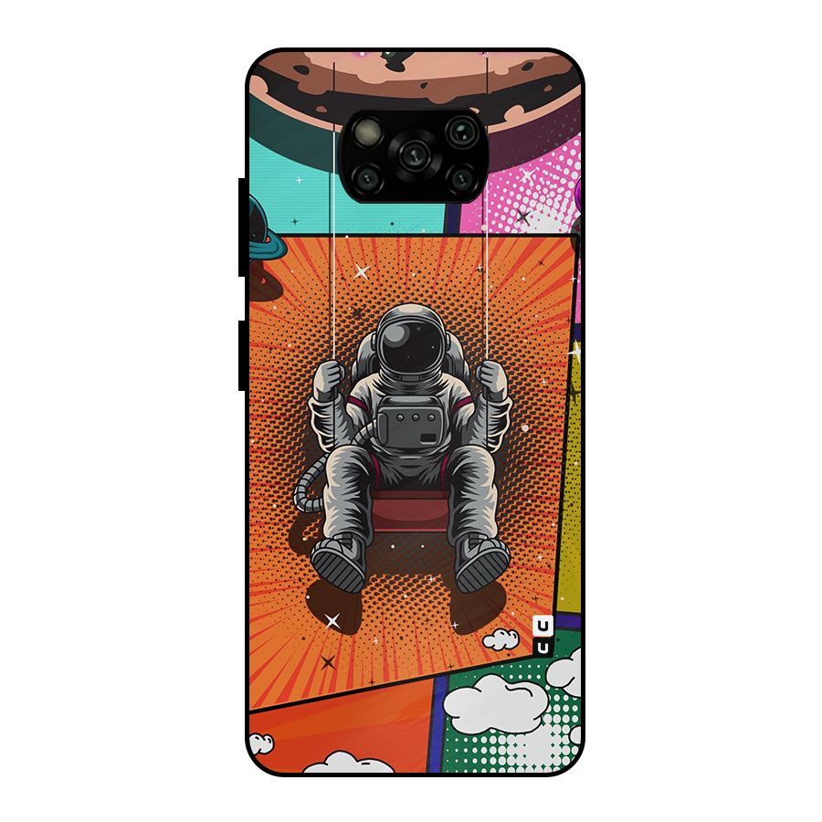 Cool Astraunaut Comic Swing Metal Back Case for Poco X3