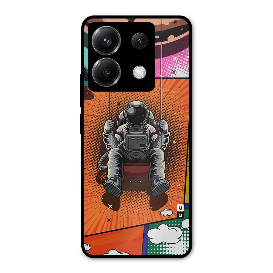 Cool Astraunaut Comic Swing Metal Back Case for Poco X6