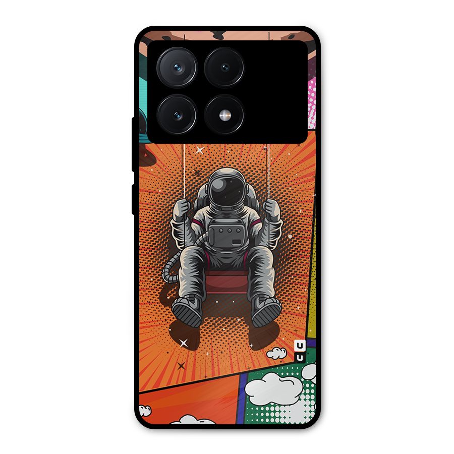 Cool Astraunaut Comic Swing Metal Back Case for Poco X6 Pro