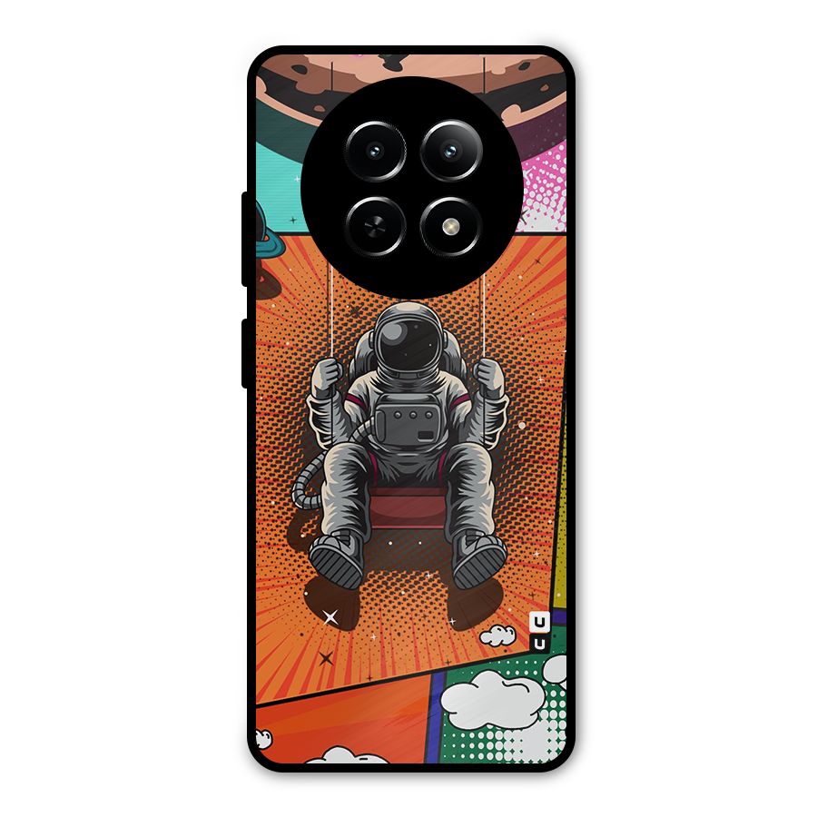 Cool Astraunaut Comic Swing Metal Back Case for Realme 12x 5G