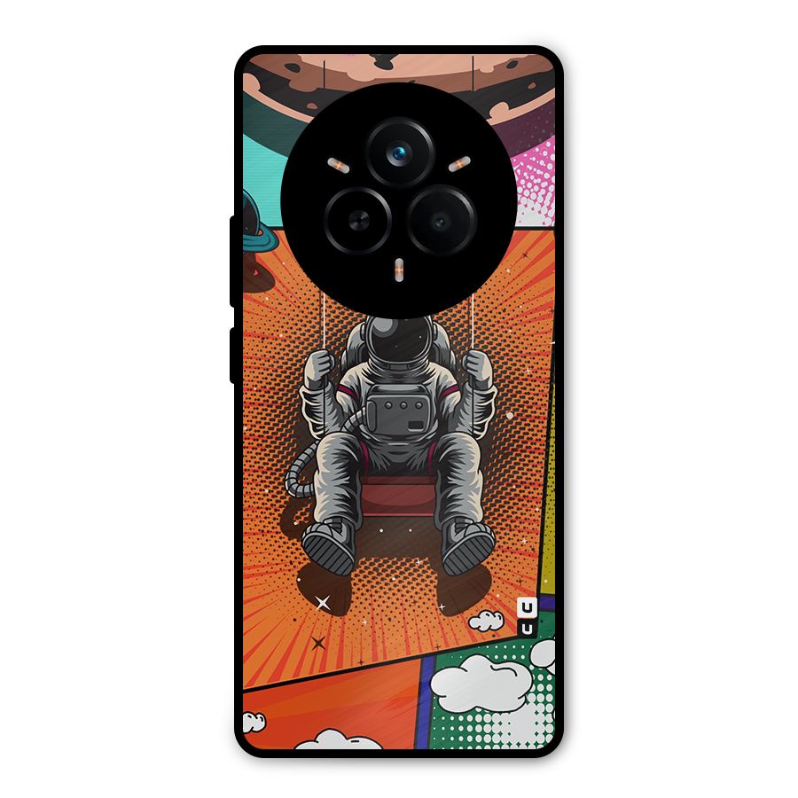 Cool Astraunaut Comic Swing Metal Back Case for Realme 14 Pro