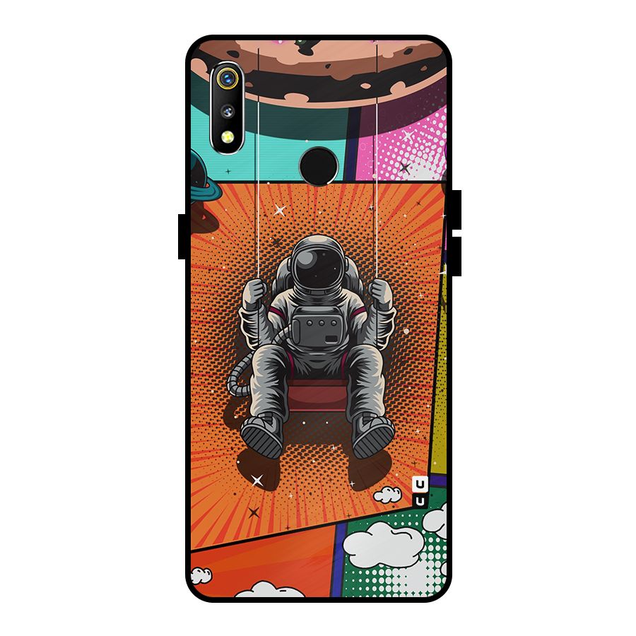Cool Astraunaut Comic Swing Metal Back Case for Realme 3i