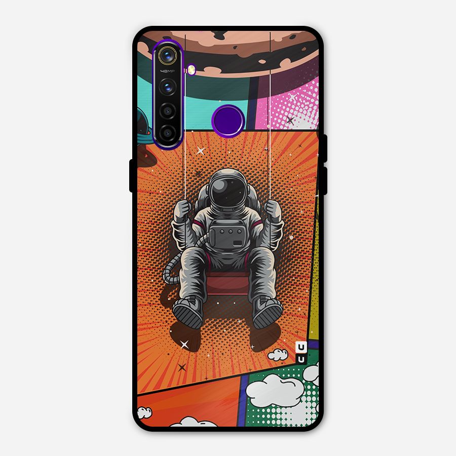 Cool Astraunaut Comic Swing Metal Back Case for Realme 5 Pro