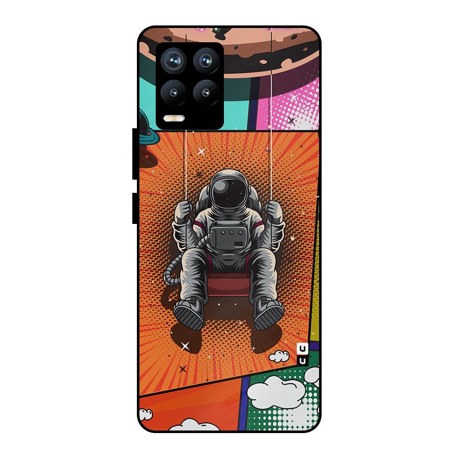 Cool Astraunaut Comic Swing Metal Back Case for Realme 8 Pro