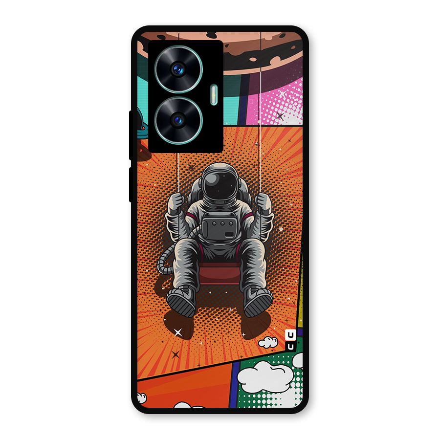 Cool Astraunaut Comic Swing Metal Back Case for Realme C55