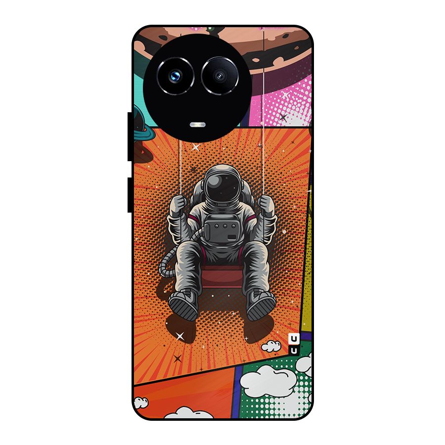 Cool Astraunaut Comic Swing Metal Back Case for Realme Narzo 60X