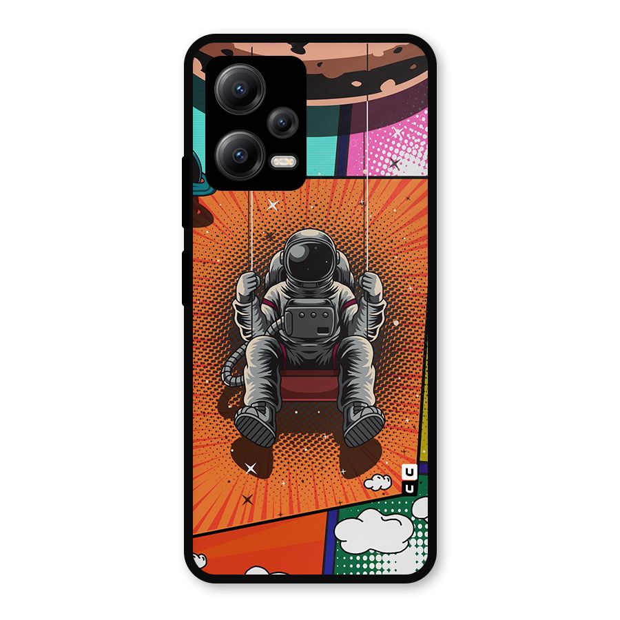 Cool Astraunaut Comic Swing Metal Back Case for Redmi Note 12 5G
