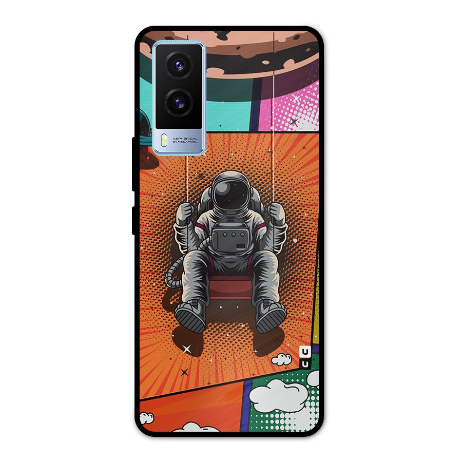 Cool Astraunaut Comic Swing Metal Back Case for Vivo V21e 5G