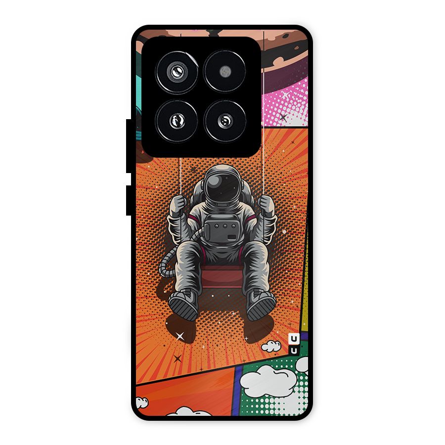 Cool Astraunaut Comic Swing Metal Back Case for Xiaomi 14 Pro
