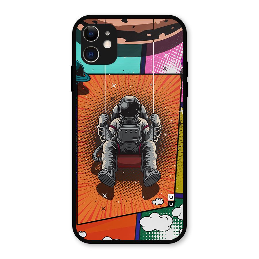 Cool Astraunaut Comic Swing Metal Back Case for iPhone 11