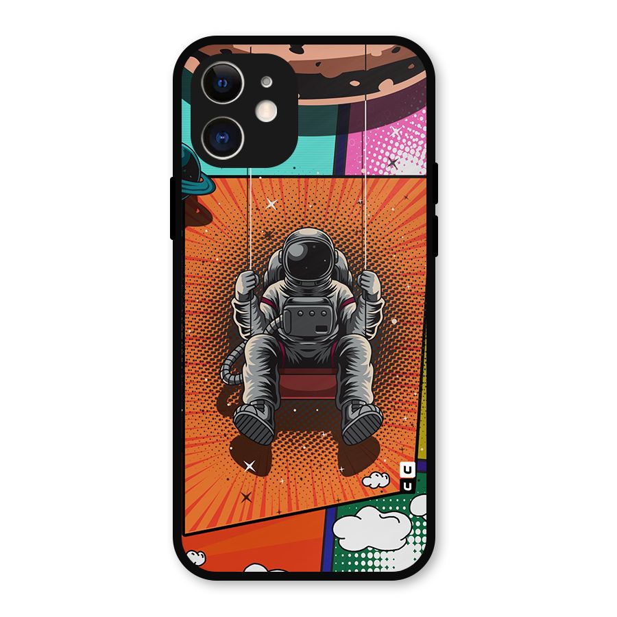 Cool Astraunaut Comic Swing Metal Back Case for iPhone 12