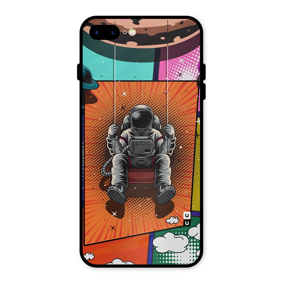 Cool Astraunaut Comic Swing Metal Back Case for iPhone 8 Plus
